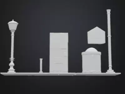 Stylized Cyberpunk Street Props Pack Low-poly 3D model