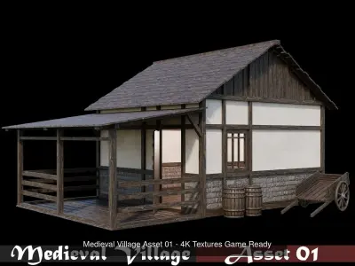  Medieval Village Houses Collection Price to support the artist  3D Model Pack
