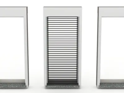 Window - french window with blinds down - Full wall section 3D model