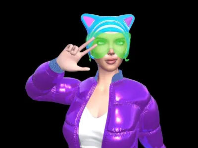 Sci-Fi Cat Girl Low-poly 3D model
