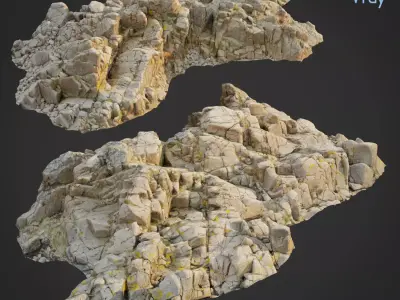 3d scanned rock cliff O2 3D model
