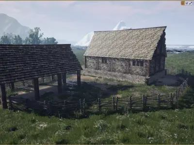 Medieval Farm Workshop House Low-poly 3D model