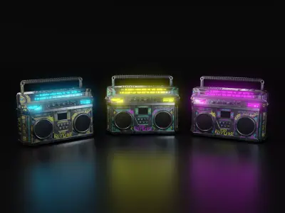 Sci-Fi Cyberpunk BoomBox Low-poly 3D model