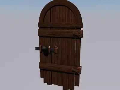 Old Door Low-poly 3D model 3