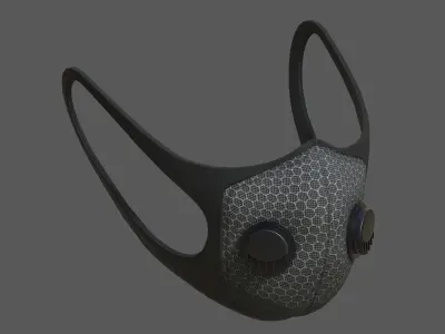 Gas mask 3d model military combat fantasy fabric  Low-poly 3D model