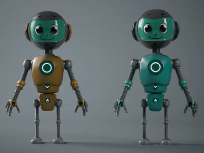 Favory - Cute and Functional 3D Robot Model Rigged Animated Low-poly 3D model