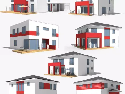 7 villa models 3D model