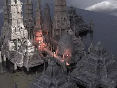 Sci fi Egyptian 2258 pyramids 3D model