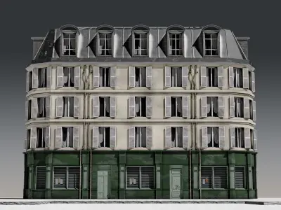 3 Piece Parisian Apartment Building Free 3D model