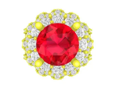 Luxury Round Halo Gemstone Ring for Fine Jewelry Design 7346 3D print model