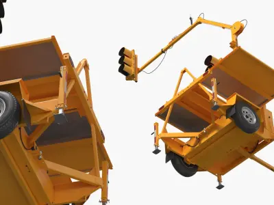  Mobile Traffic Signal Arm Trailer Yellow 