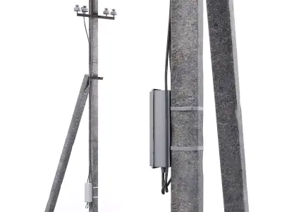 Concrete power line pole - 3 3D model