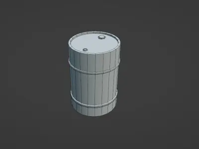 Lowpoly Metal Barrel Game Ready Low-poly 3D model