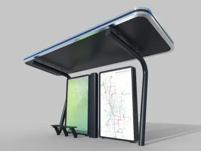 Bus Shelter 06 Low-poly 3D model