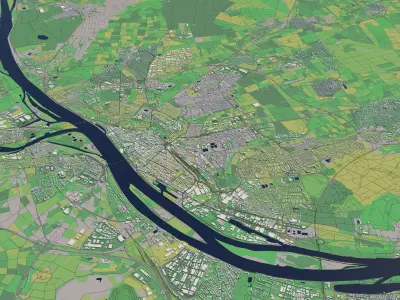 Mainz Germany 30x30km City Map 3D model
