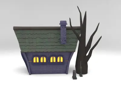Cartoun Horror House Low-poly 3D model