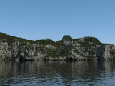 Cliff with Palms 3D model