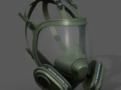 Gas mask helmet 3d model military combat fantasy  Low-poly 3D model 5