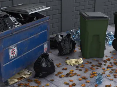 Garbage Trash Set Low-poly 3D model