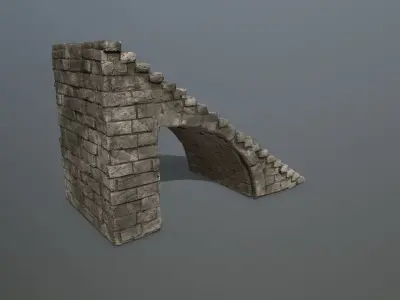 stairs stone wall Low-poly 3D model