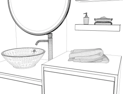 Bathroom with a beautiful mosaic wall 3D model