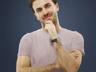 Flow a Casual Man Streetwear Standing Listening Low-poly 3D model