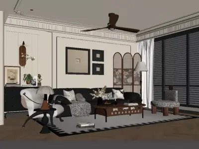 Mid-Century Modern Living Room 3D model