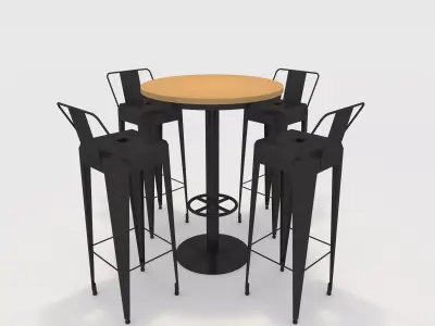 Bar Table And Chair 10 Low-poly 3D model