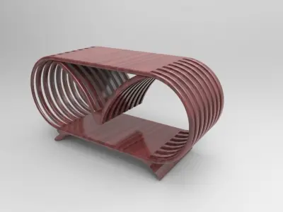 table wooden side with curved design 3D model