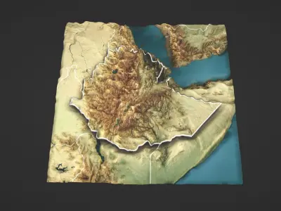Ethiopia Map Topography Low-poly 3D model
