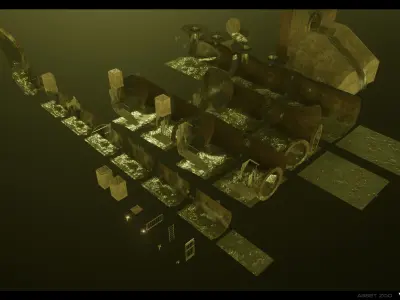 London Sewer Modular Pack Low-poly 3D model