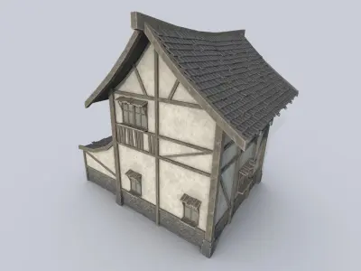 Medieval house Low-poly 3D model 26