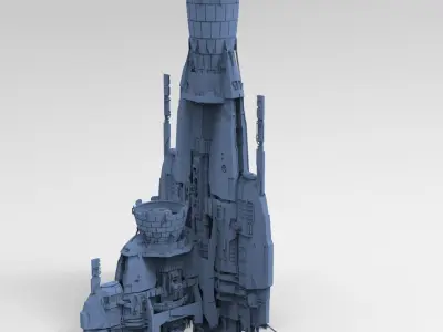 Sci-Fi Robot Tower Base 5 3D model