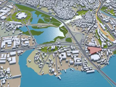 Lagos Downtown Nigeria Low-poly 3D model