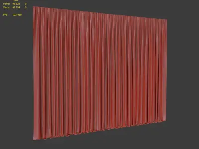 Curtain curtains with wooden floor 3D model
