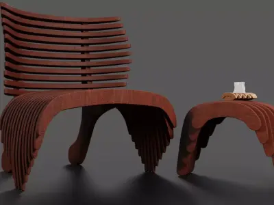 3D parametric furniture set Free 3D model