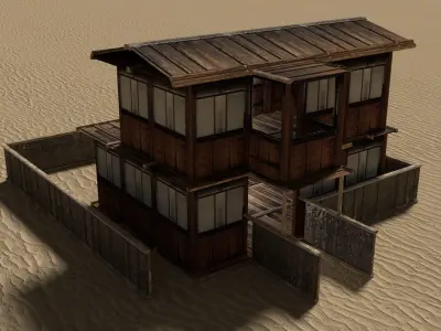 Modular Wooden Desert Houses Interior Exterior 4k Shanty Shack  Low-poly 3D model