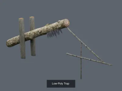 Low-Poly Traps piece of barbed wire 3D Model Pack