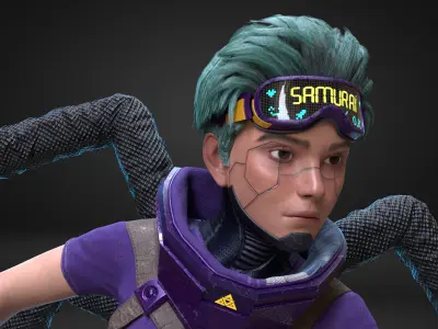 CyberPunk Boy Low-poly 3D model