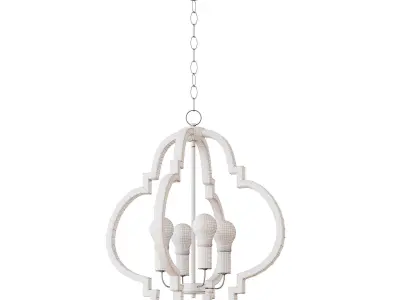 Ayoura Wide Wood Grain 4 Light LED Pendant Chandelier 3D model