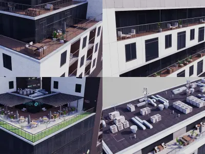 Low poly building pack Low-poly 3D model