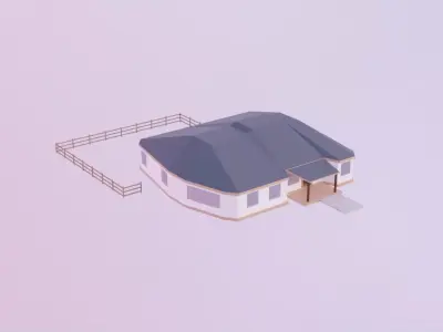 House with Interior - Low Poly Style Free low-poly 3D model