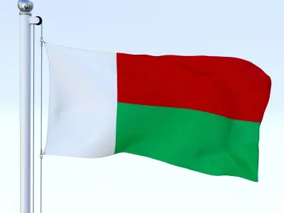 Animated Madagascar Flag Low-poly 3D model