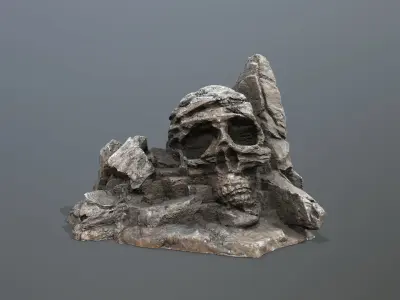 Skull Rock Low-poly 3D model 4