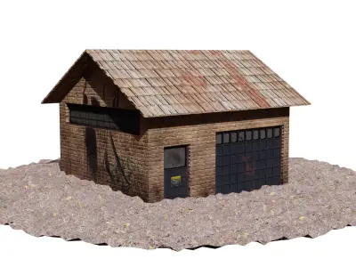 Old Abandoned Workshop Building Free low-poly 3D model