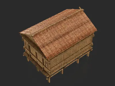 Bamboo House 1 - Jungle Hut 3D model