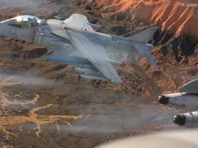  Combat Aircraft in Flight with Dual Smart Bomb Loadout Gray 