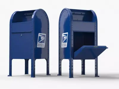 USPS Curbside Mail Box Blue 3D model