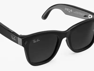Black Ray Ban Stories Wayfarer Smart Glasses Dark Grey 3D model