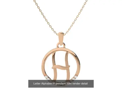 26 Letter Alphabets Pendant Necklace 3dm render detail 3D Model Pack